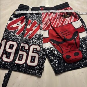 Mitchell & Ness Black and Red Bulls Graphic Men's Shorts